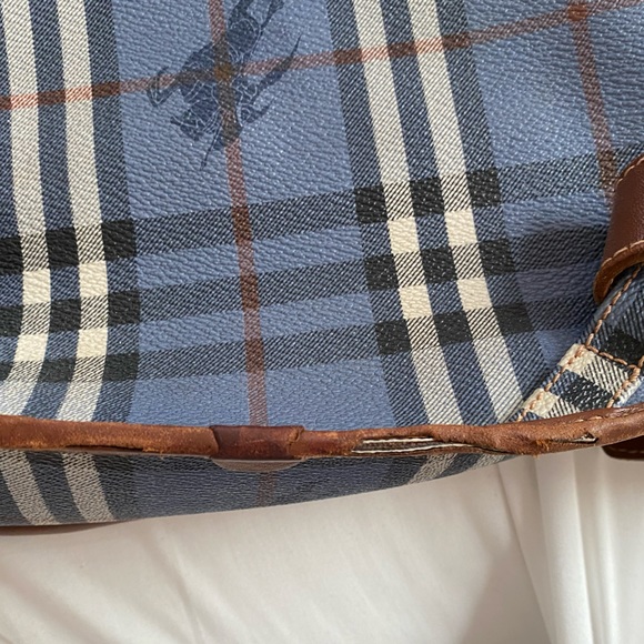 Vintage Burberry London Haymarket mini leather backpack - navy blue - Picture 4 of 4